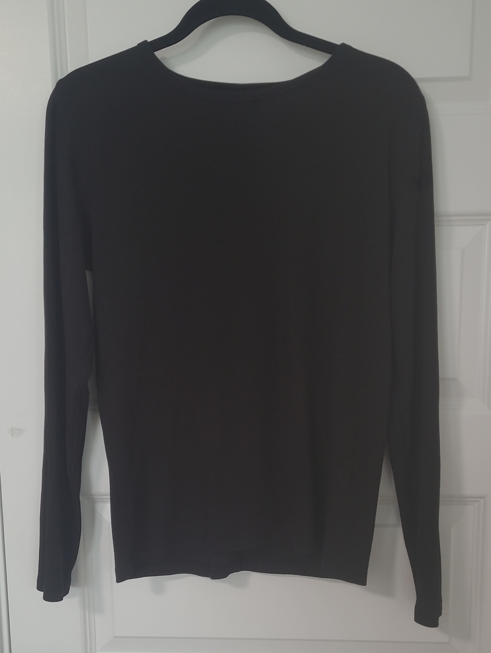 Everlane Black Luxe Mirco-Rib Long Sleeve Crewneck Shirt Suprima Cotton Size XL